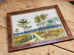 Dessin aquarelle et crayon avec son cadre