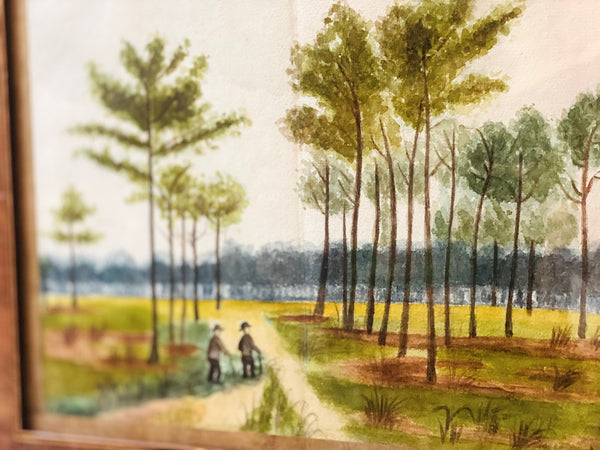 Dessin aquarelle et crayon avec son cadre