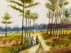 Dessin aquarelle et crayon avec son cadre