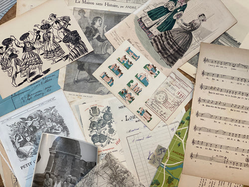 Lot de 50 vieux papiers, photos, factures...