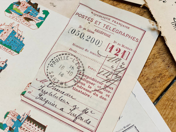 Lot de 50 vieux papiers, photos, factures...